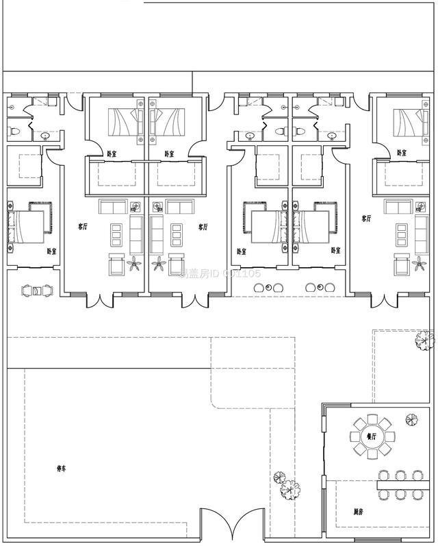 該建筑的首層空間配有幾間臥室，具有基本的公共功能空間戶外休閑空間和觀賞區(qū)，充分創(chuàng)造了優(yōu)雅浪漫的生活方式！