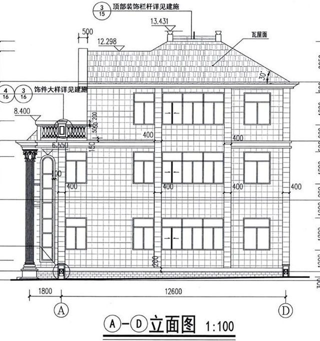 農(nóng)村復(fù)式三層建筑的設(shè)計(jì)圖紙