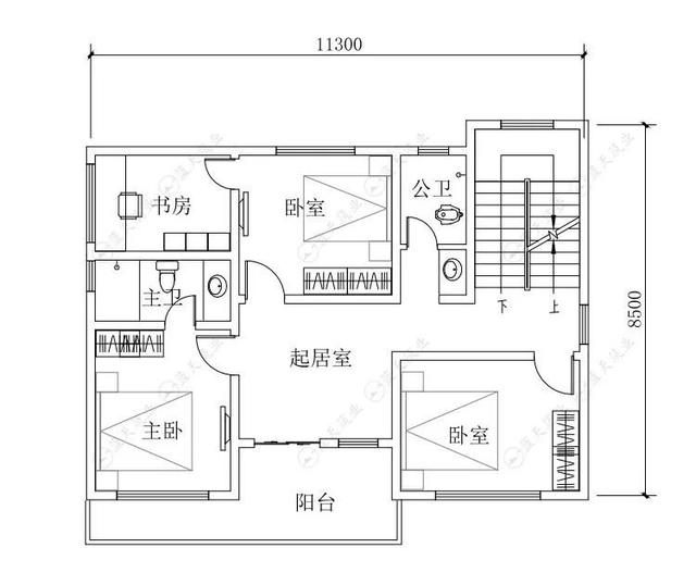 11.3 m  x8.5 m新型現(xiàn)代農(nóng)村自建建筑設(shè)計(jì)