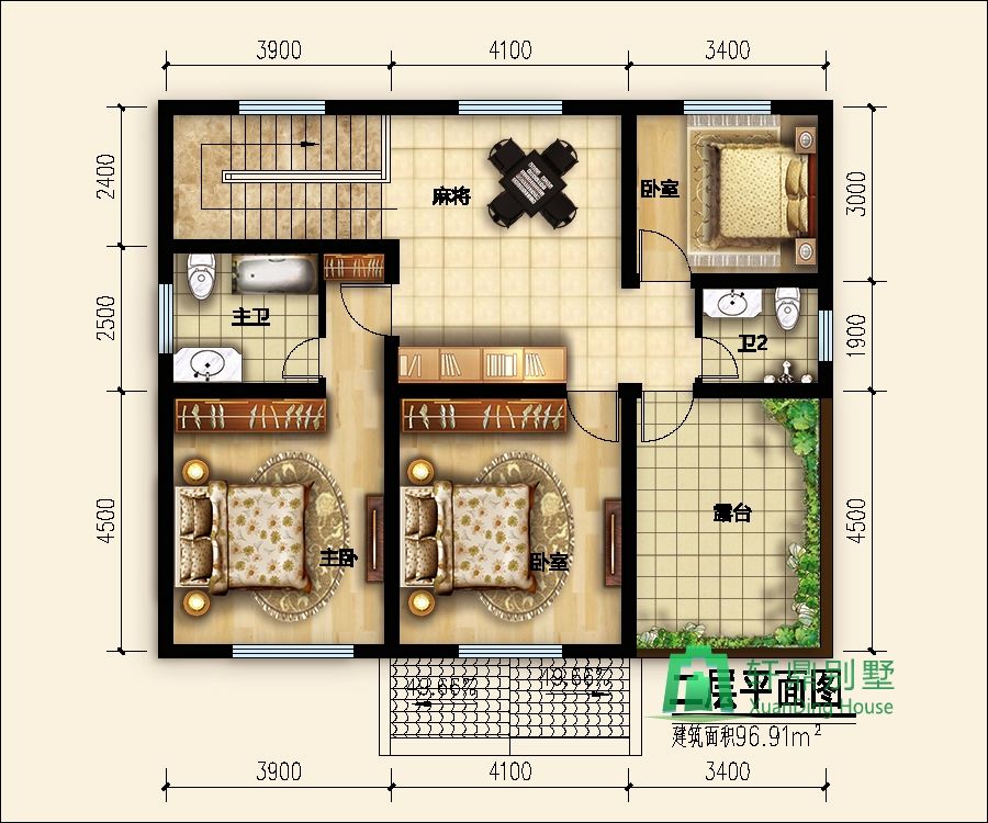  二層田園風(fēng)格的農(nóng)村小別墅