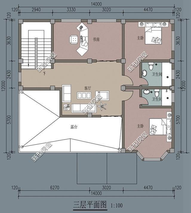 帶陽臺的農村建筑設計圖