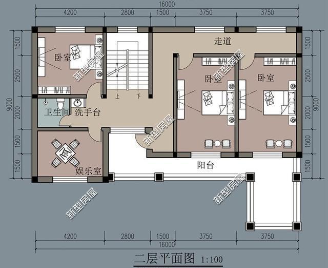 帶陽臺的農村建筑設計圖