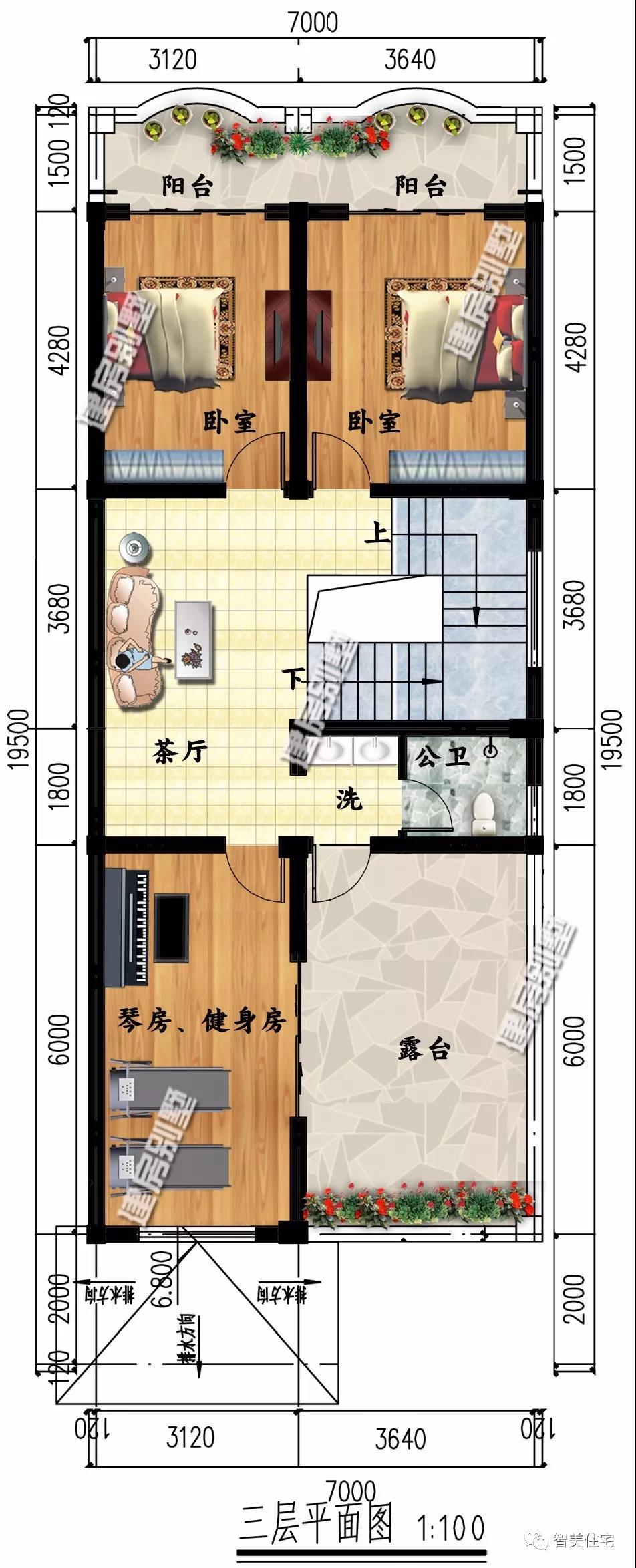 平屋頂設計的小戶型寬敞的別墅