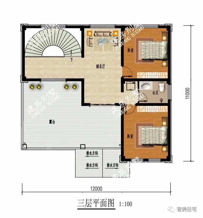 帶空客廳挑空設(shè)計(jì)的螺旋樓梯的別墅